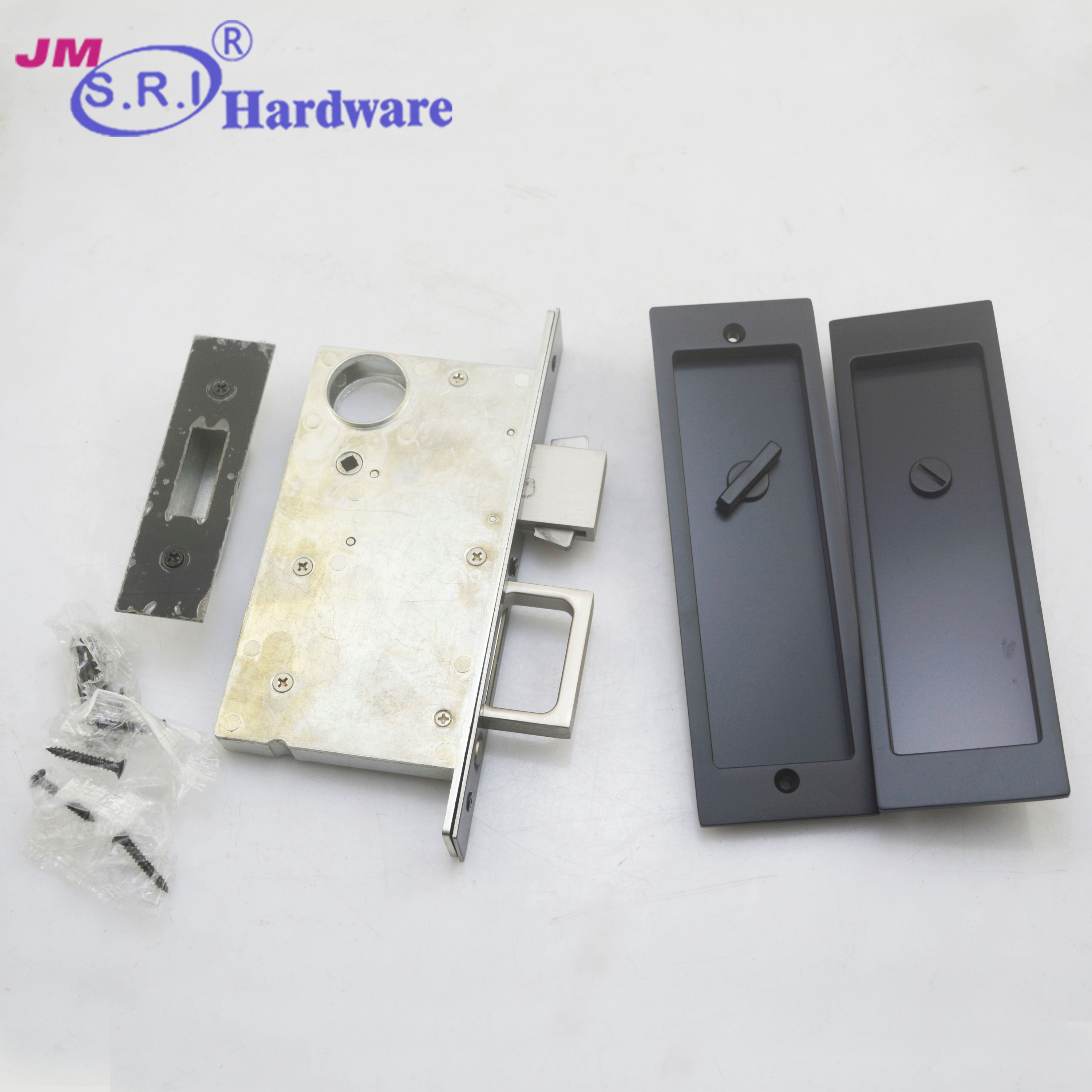 SL-038 Matt Black Privacy Entry Single Cylinder Pocket Door Lock