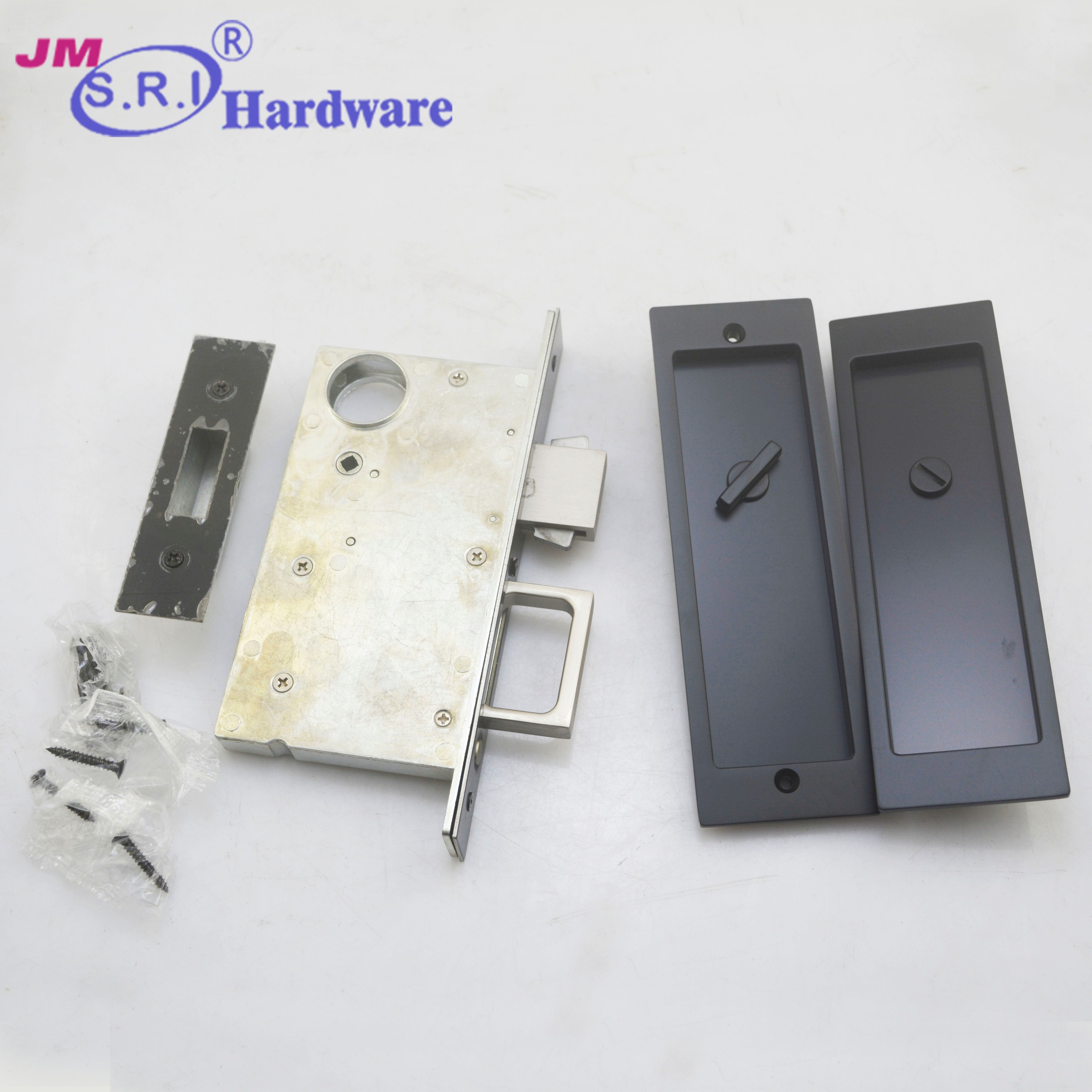 SL-038 Matt Black Privacy Entry Single Cylinder Pocket Door Lock